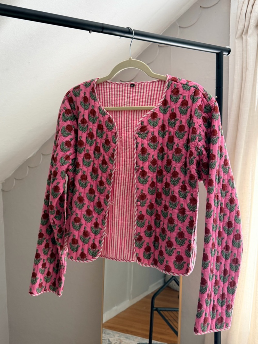 Pink Floral Quilted Jacket